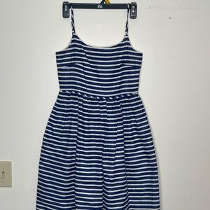 J. Crew Striped Navy and White Midi Dress